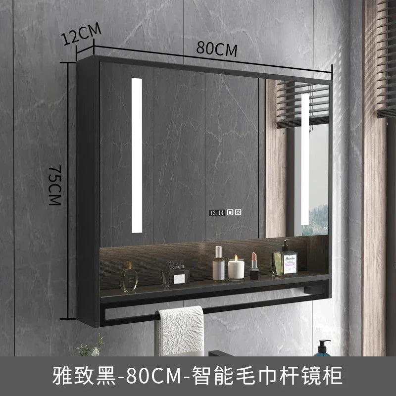 Timber Luxe Semi-Enclosed Mirror Cabinet with Towel Rail - product detail view 17 by LUMEVORO
