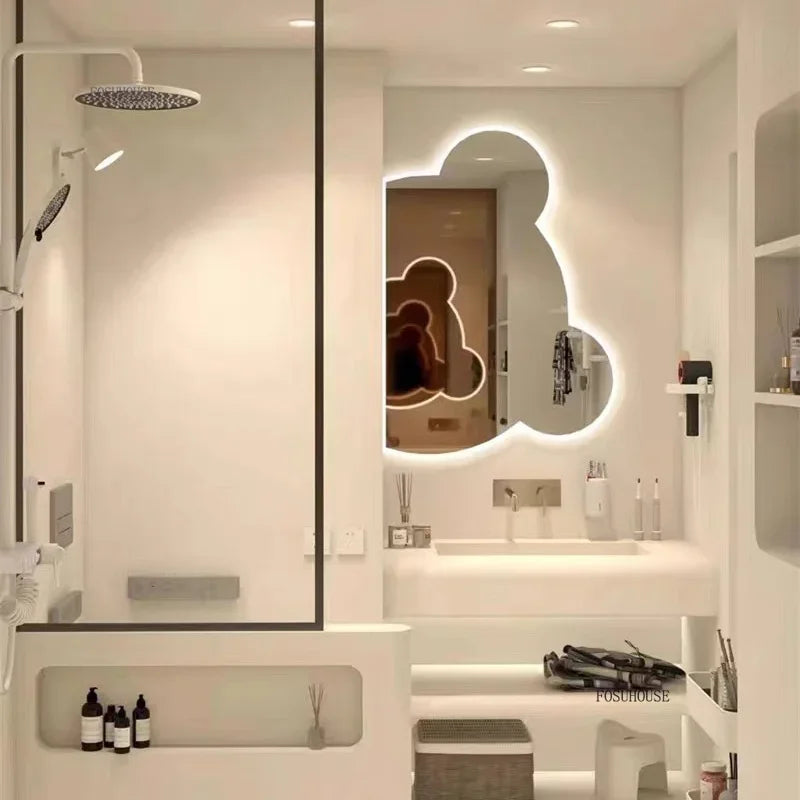 Teddy Bear Head Frameless Wall Mirror - product detail view 2 by LUMEVORO