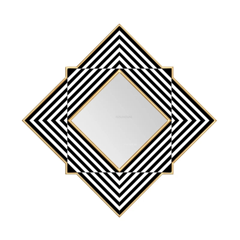 Deco Diamond Black &amp; White Geometric Wall Mirror - product detail view 5 by LUMEVORO