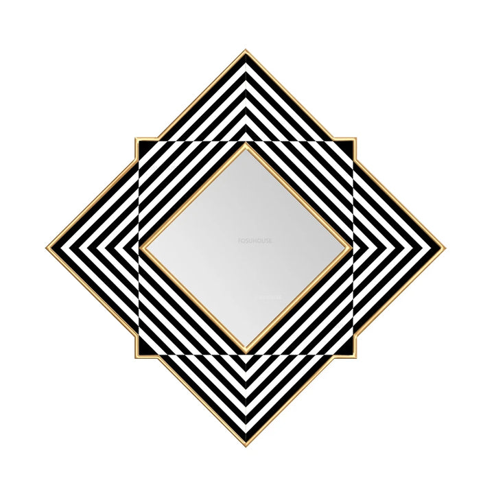 Deco Diamond Black &amp; White Geometric Wall Mirror - product detail view 5 by LUMEVORO