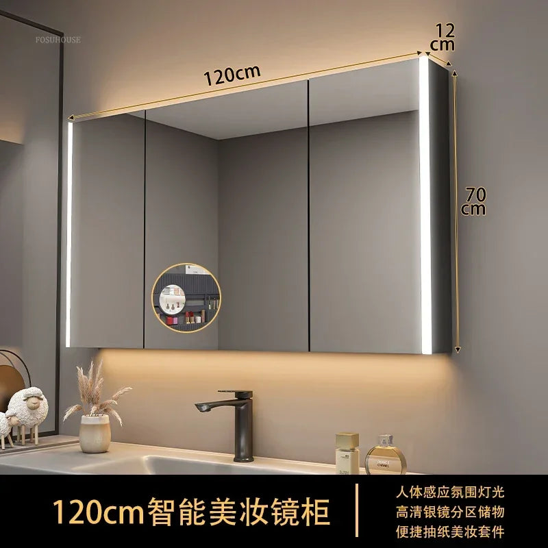 Timber Tech Fully-Enclosed Wood Mirrored Cabinet with Dual Vertical LED - product detail view 41 by LUMEVORO