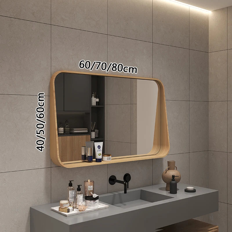 Oslo Walnut Wood Frame Smart LED Mirror with Shelf - product detail view 7 by LUMEVORO