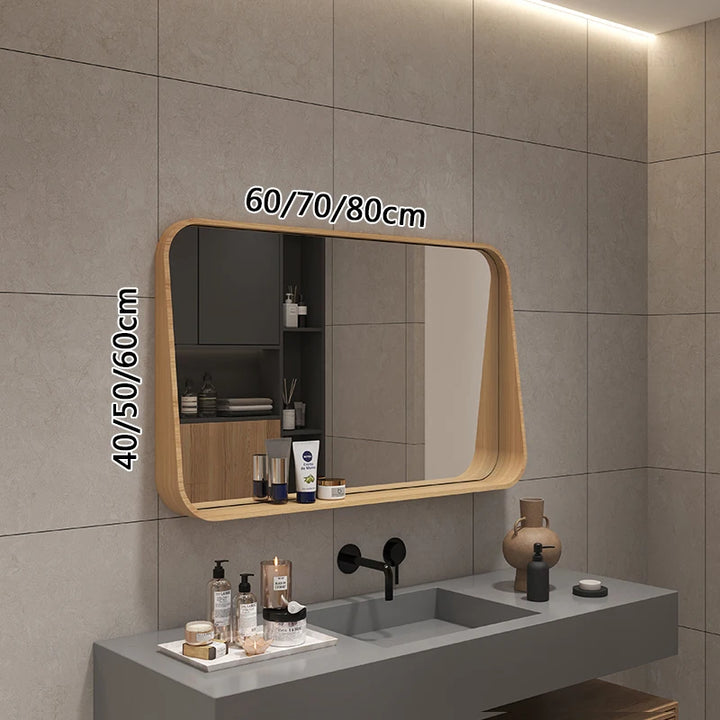 Oslo Walnut Wood Frame Smart LED Mirror with Shelf - product detail view 7 by LUMEVORO