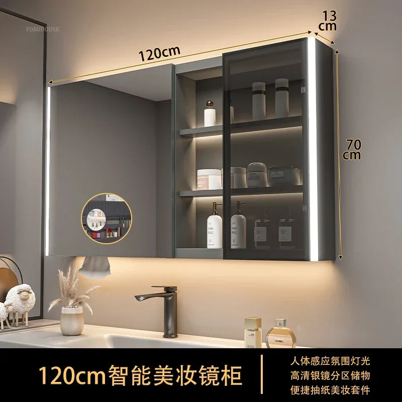Timber Tech Fully-Enclosed Wood Mirrored Cabinet with Dual Vertical LED - product detail view 13 by LUMEVORO