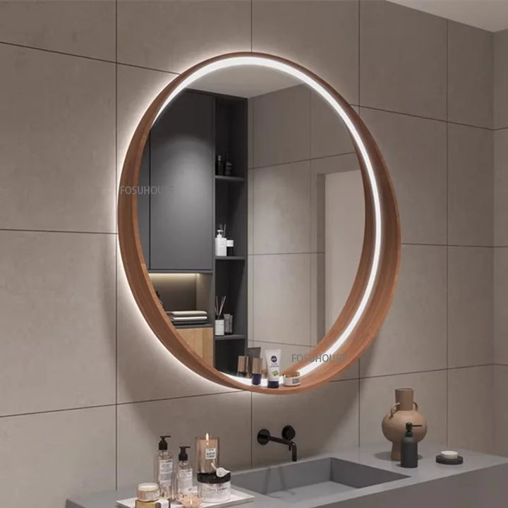 Artisan Oak Wood Framed Wall Mirror with Exposed Joinery - main product view by LUMEVORO