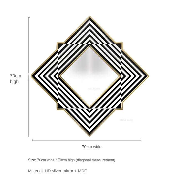 Deco Diamond Black &amp; White Geometric Wall Mirror - product detail view 12 by LUMEVORO