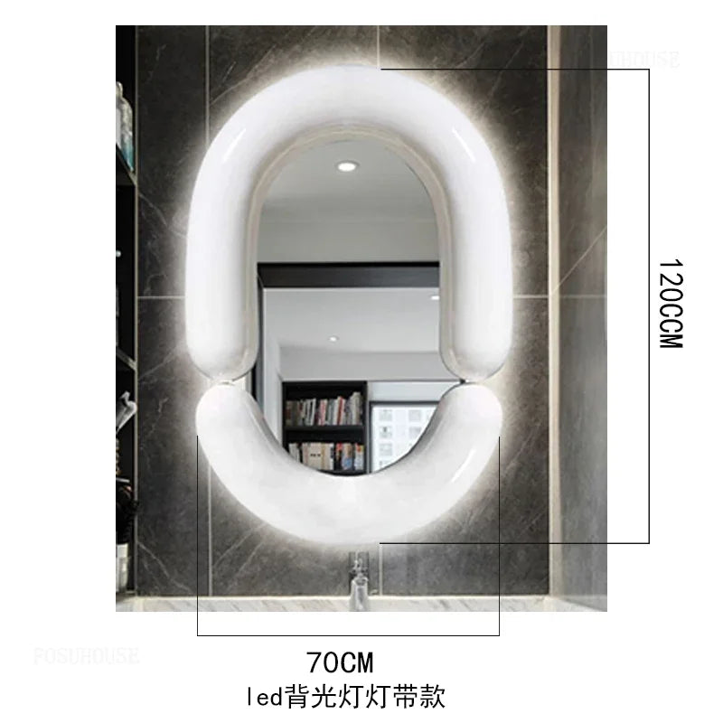Milan Tubular Glossy White Avant-Garde Wall Mirror - product detail view 15 by LUMEVORO