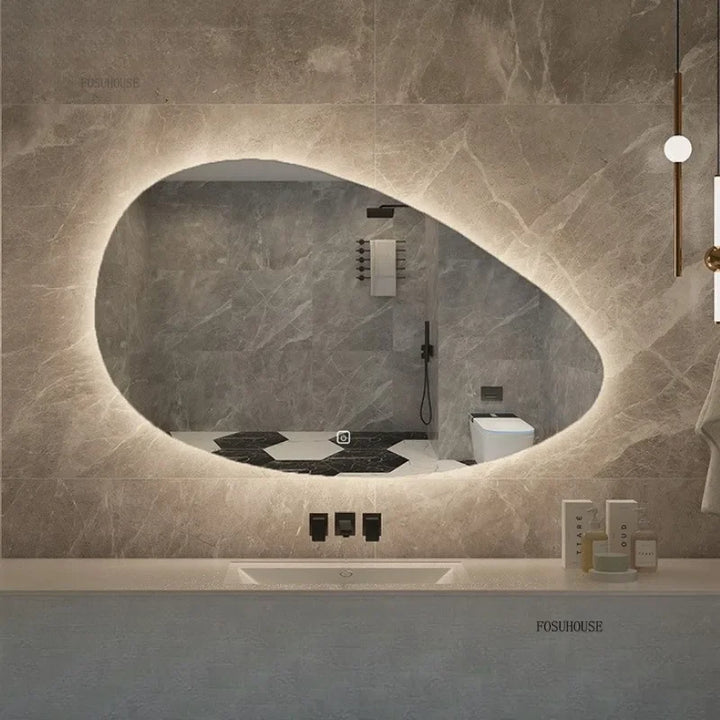 Pure Panoramic Frameless Pill-Shaped Wall Mirror with Polished Edges - main product view by LUMEVORO