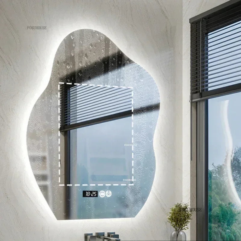 Pebble Irregular Backlit LED Smart Mirror - product detail view 5 by LUMEVORO