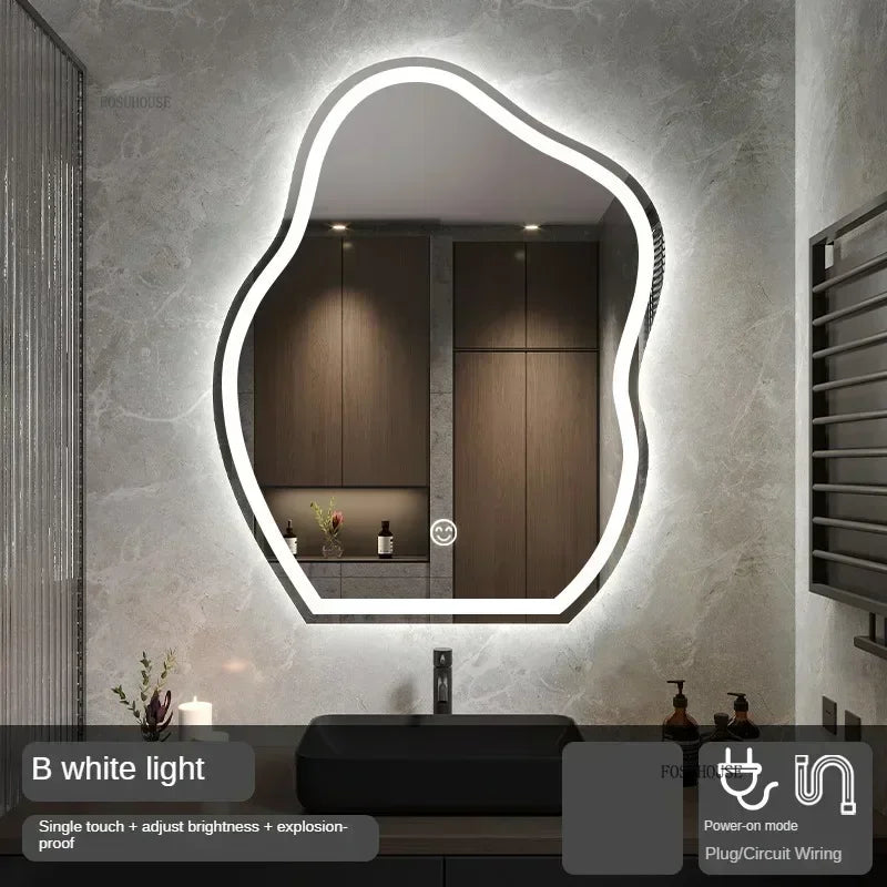 Pebble Irregular Backlit LED Smart Mirror - product detail view 10 by LUMEVORO