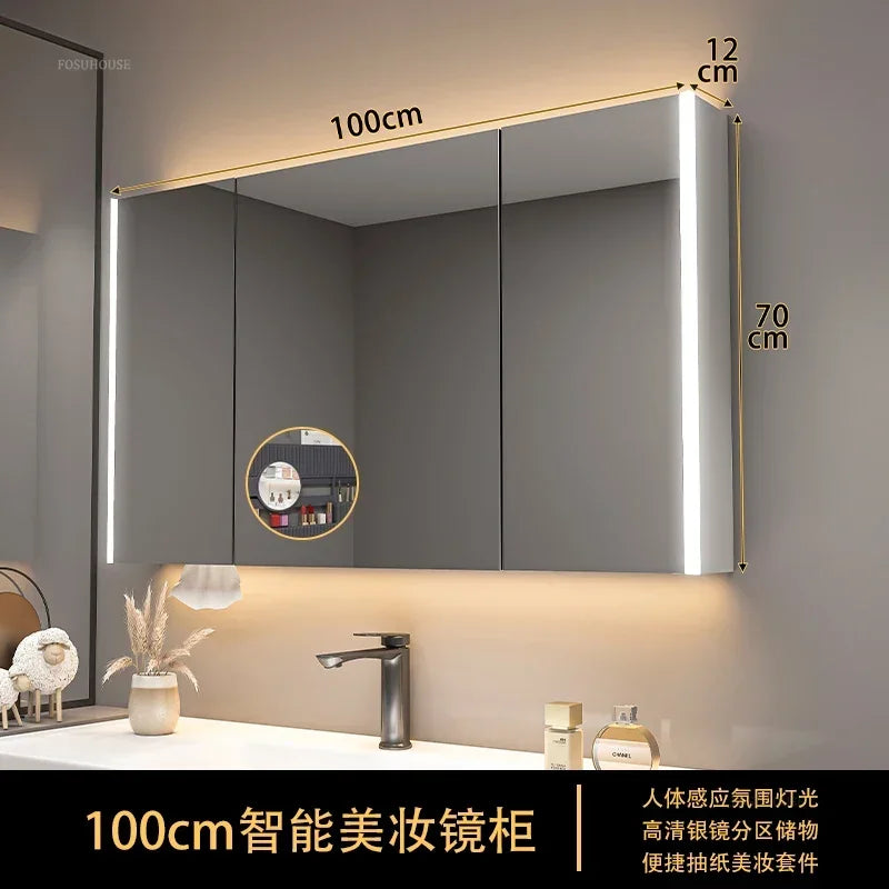 Timber Tech Fully-Enclosed Wood Mirrored Cabinet with Dual Vertical LED - product detail view 21 by LUMEVORO