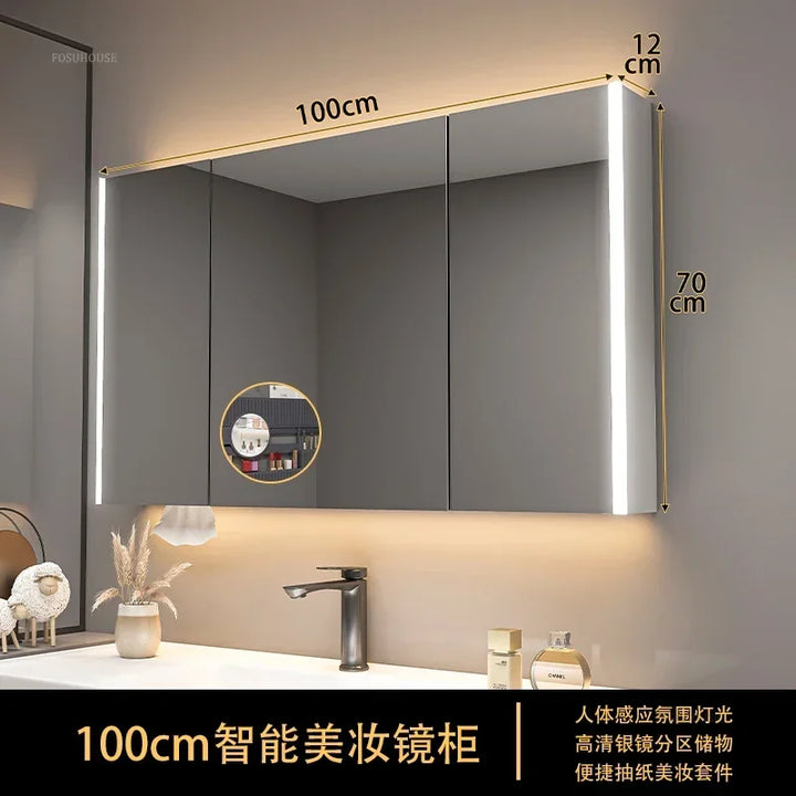 Timber Tech Fully-Enclosed Wood Mirrored Cabinet with Dual Vertical LED - product detail view 21 by LUMEVORO