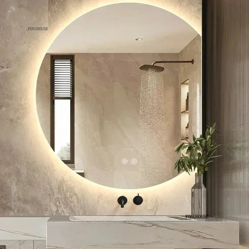 Horizon Sliced Round Frameless Compact Vanity Mirror - main product view by LUMEVORO
