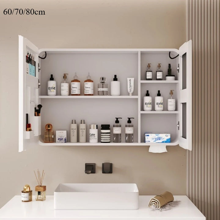 Aero-Alloy Minimalist Mirrored Cabinet with Internal Storage - product detail view 5 by LUMEVORO
