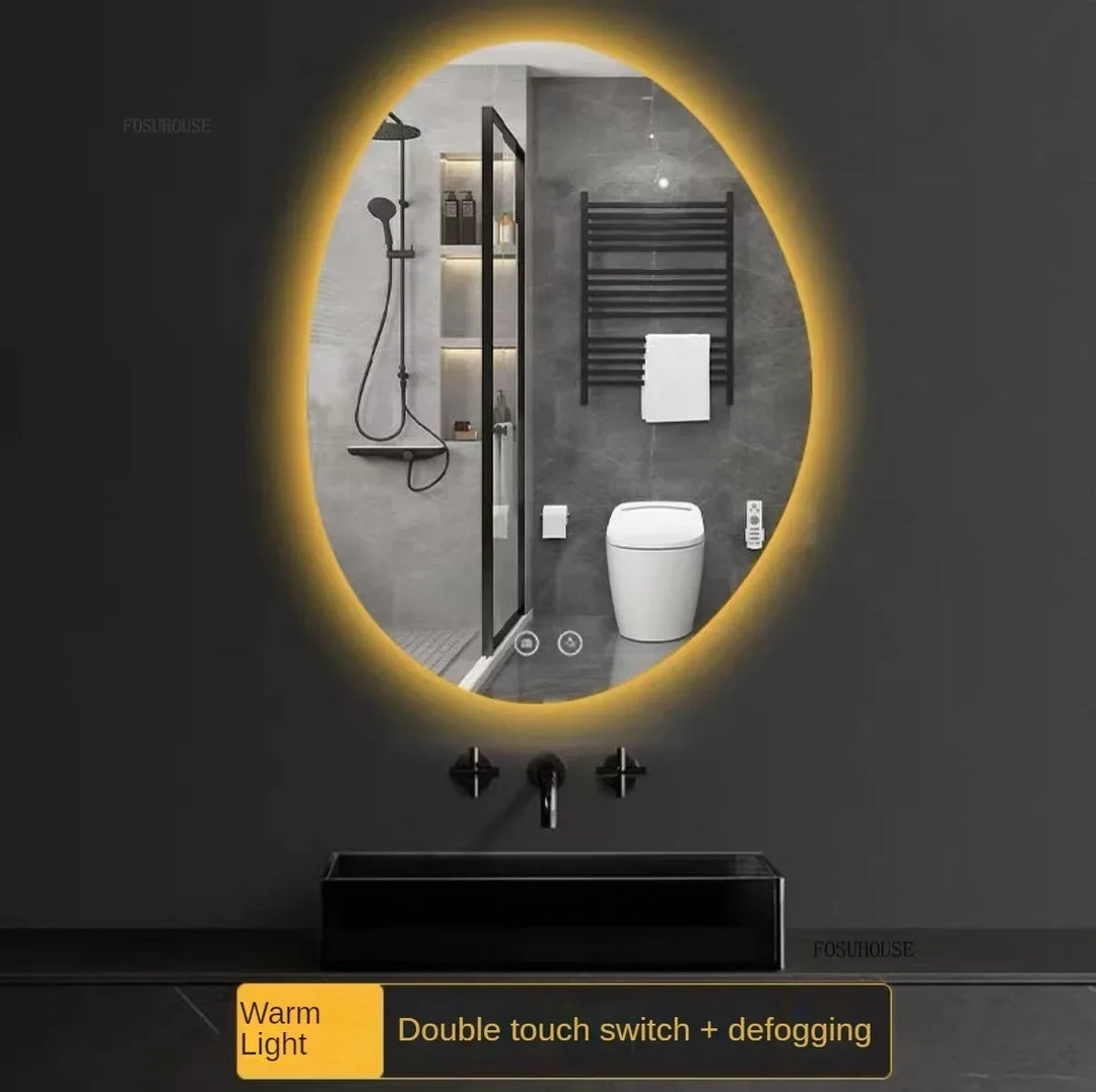 Essence Organic Pebble Backlit Frameless Smart Mirror - product detail view 12 by LUMEVORO
