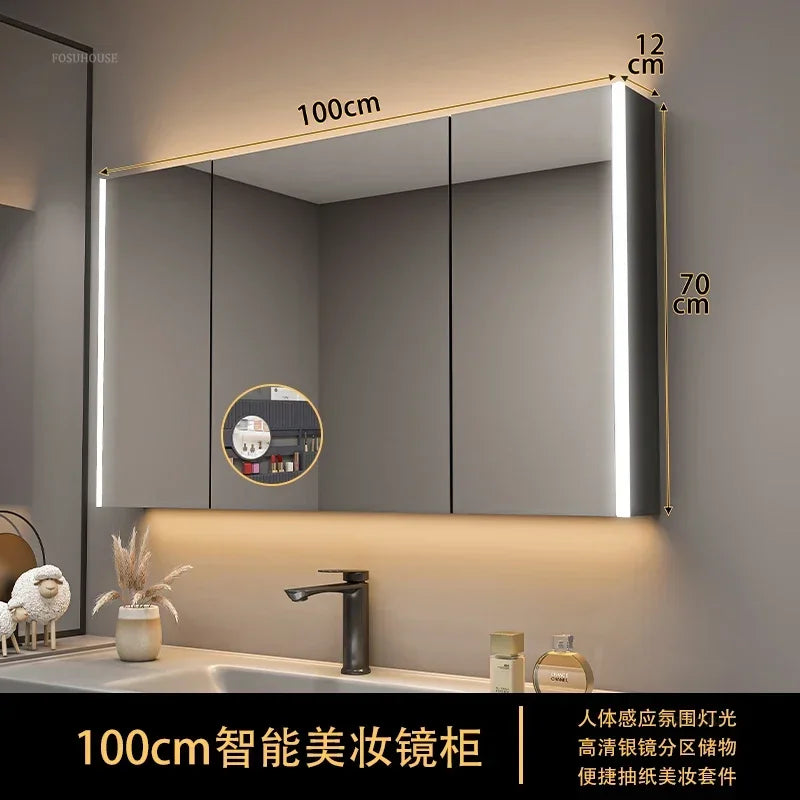 Timber Tech Fully-Enclosed Wood Mirrored Cabinet with Dual Vertical LED - product detail view 26 by LUMEVORO