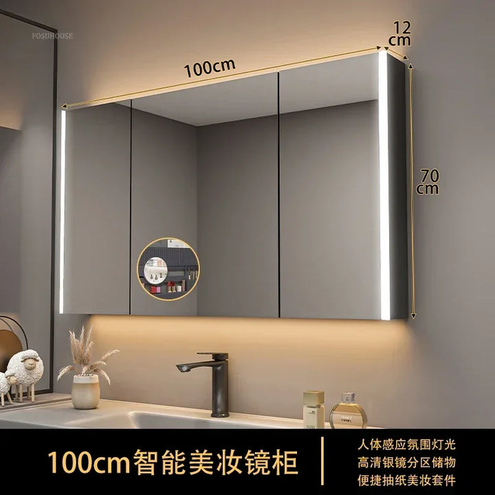 Timber Tech Fully-Enclosed Wood Mirrored Cabinet with Dual Vertical LED - product detail view 26 by LUMEVORO