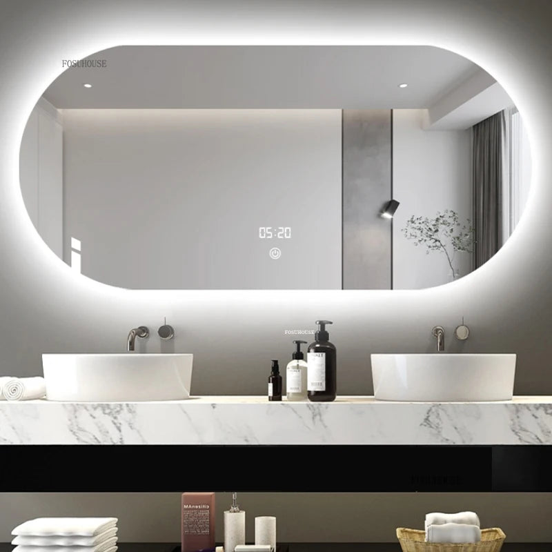 Horizon Capsule Backlit LED Smart Mirror with Digital Clock - main product view by LUMEVORO
