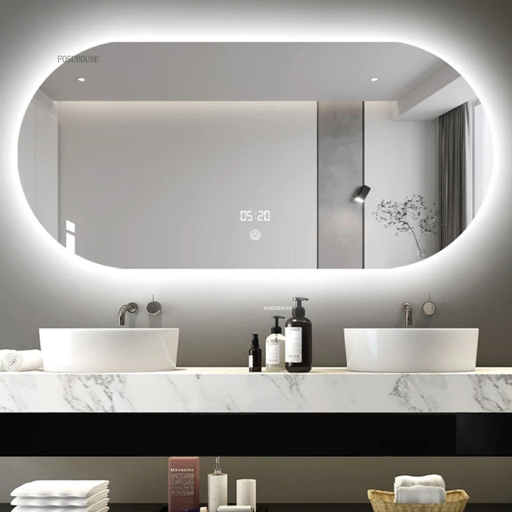 Horizon Capsule Backlit LED Smart Mirror with Digital Clock - main product view by LUMEVORO