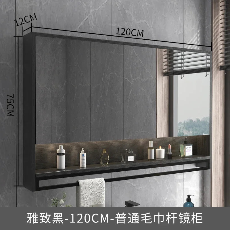 Timber Luxe Semi-Enclosed Mirror Cabinet with Towel Rail - product detail view 13 by LUMEVORO