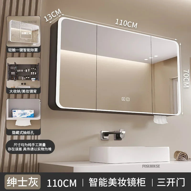 Aero-Alloy Minimalist Mirrored Cabinet with Internal Storage - product detail view 29 by LUMEVORO