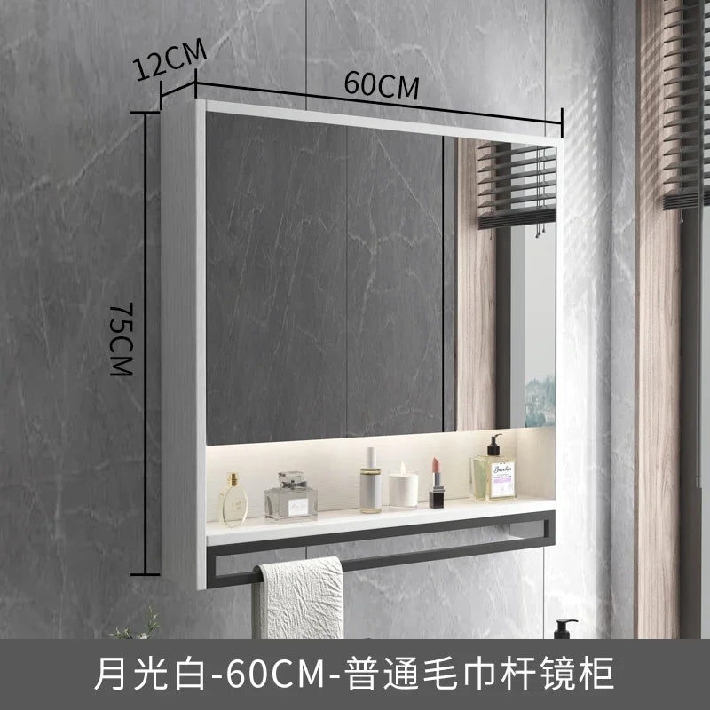 Timber Luxe Semi-Enclosed Mirror Cabinet with Towel Rail - product detail view 24 by LUMEVORO