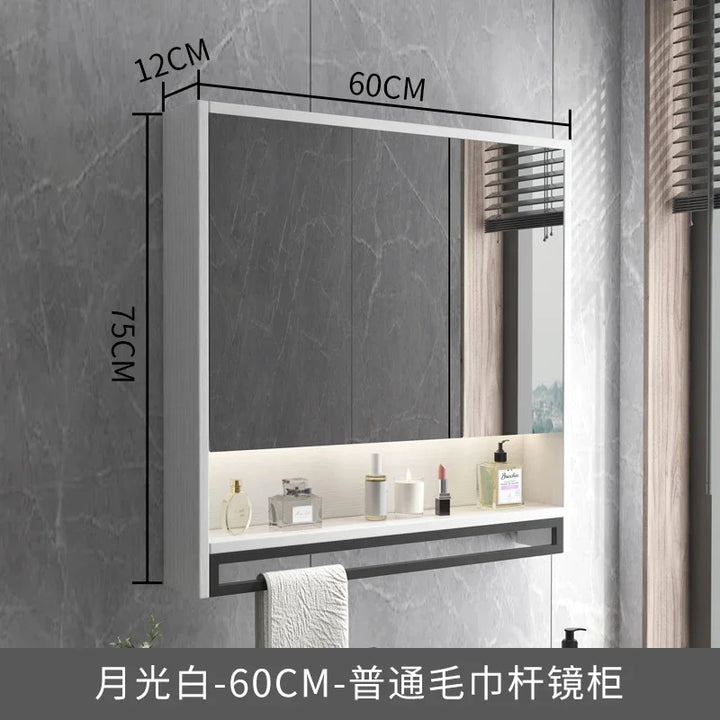 Timber Luxe Semi-Enclosed Mirror Cabinet with Towel Rail - product detail view 24 by LUMEVORO