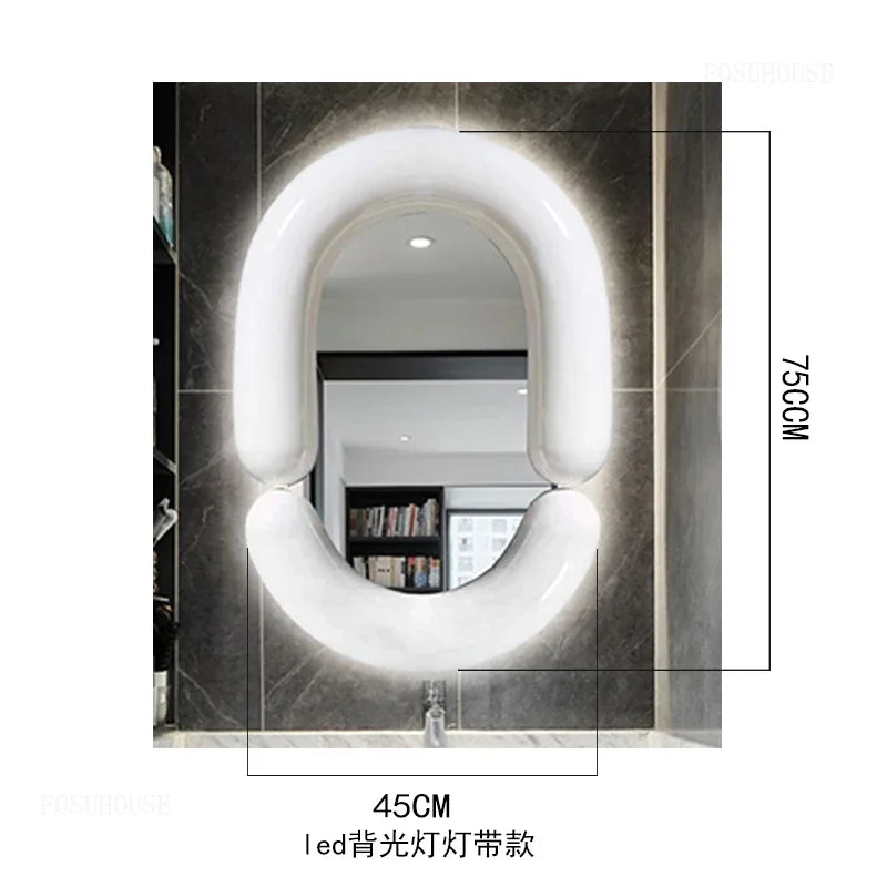 Milan Tubular Glossy White Avant-Garde Wall Mirror - product detail view 9 by LUMEVORO