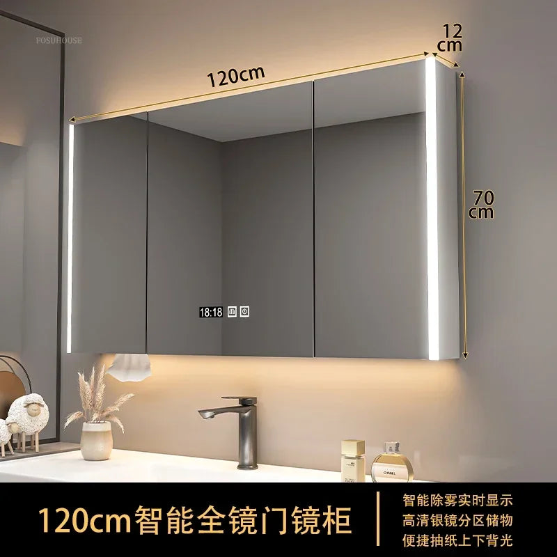 Timber Tech Fully-Enclosed Wood Mirrored Cabinet with Dual Vertical LED - product detail view 37 by LUMEVORO