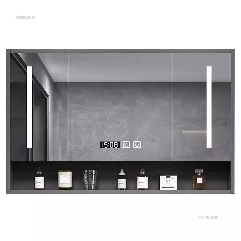 Timber Luxe Semi-Enclosed Mirror Cabinet with Towel Rail - product detail view 3 by LUMEVORO