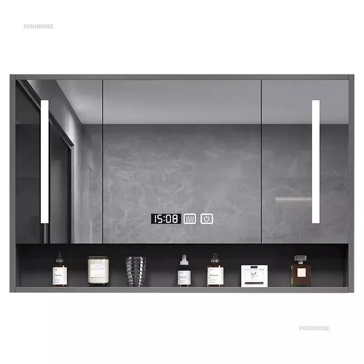 Timber Luxe Semi-Enclosed Mirror Cabinet with Towel Rail - product detail view 3 by LUMEVORO