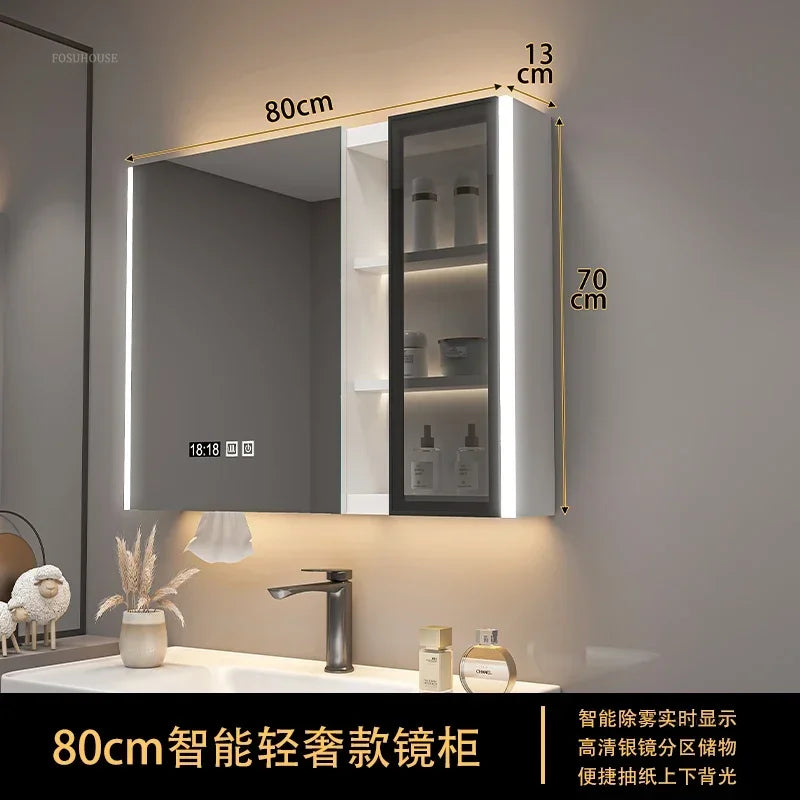 Timber Tech Fully-Enclosed Wood Mirrored Cabinet with Dual Vertical LED - product detail view 24 by LUMEVORO