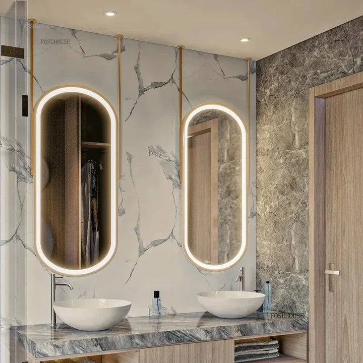 Horizon Dual-Rod Suspended Capsule Mirror - product detail view 5 by LUMEVORO