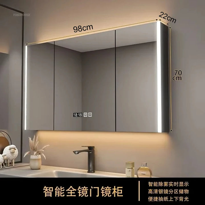 Timber Tech Fully-Enclosed Wood Mirrored Cabinet with Dual Vertical LED - product detail view 9 by LUMEVORO