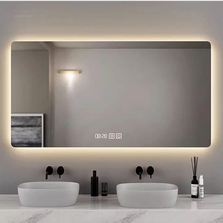 Horizon Panoramic Backlit Smart Mirror with Rounded Corners - product detail view 3 by LUMEVORO