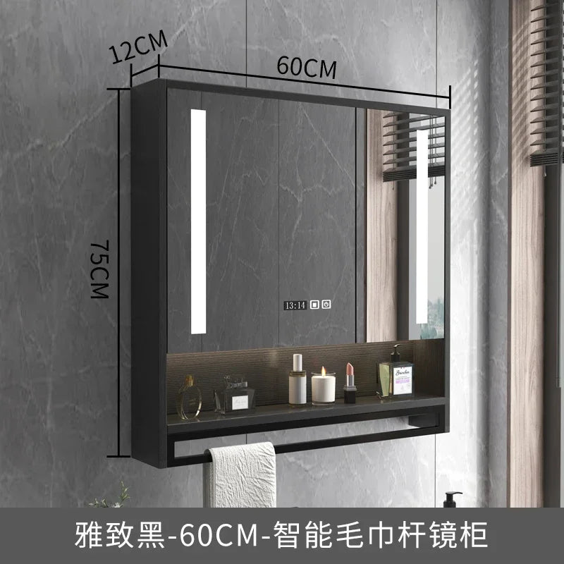 Timber Luxe Semi-Enclosed Mirror Cabinet with Towel Rail - product detail view 9 by LUMEVORO