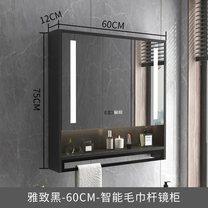 Timber Luxe Semi-Enclosed Mirror Cabinet with Towel Rail - product detail view 9 by LUMEVORO
