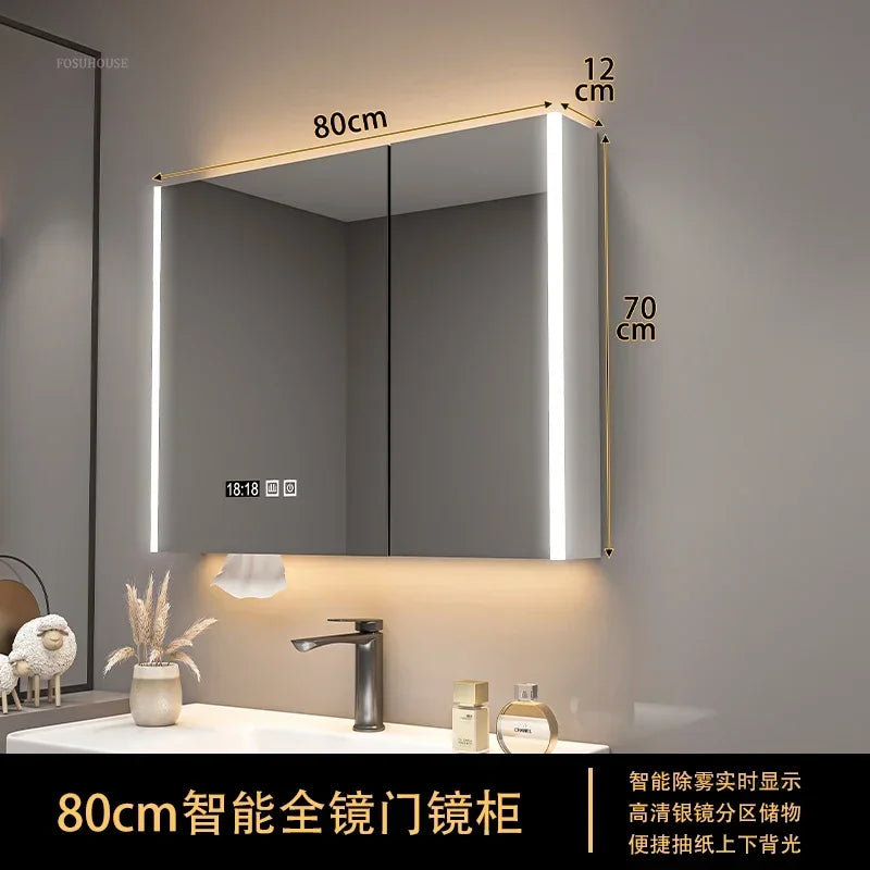Timber Tech Fully-Enclosed Wood Mirrored Cabinet with Dual Vertical LED - product detail view 29 by LUMEVORO