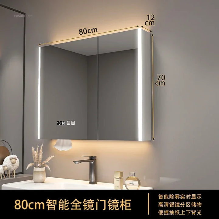 Timber Tech Fully-Enclosed Wood Mirrored Cabinet with Dual Vertical LED - product detail view 29 by LUMEVORO