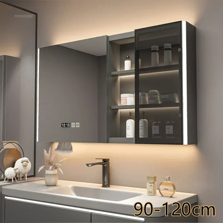 Timber Tech Fully-Enclosed Wood Mirrored Cabinet with Dual Vertical LED - product detail view 3 by LUMEVORO