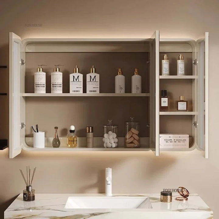 Clarity Capsule Frameless Mirrored Cabinet with Storage - product detail view 4 by LUMEVORO