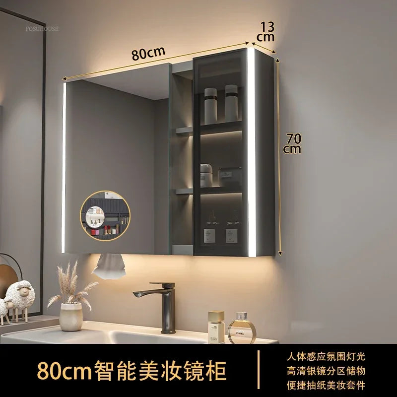 Timber Tech Fully-Enclosed Wood Mirrored Cabinet with Dual Vertical LED - product detail view 27 by LUMEVORO