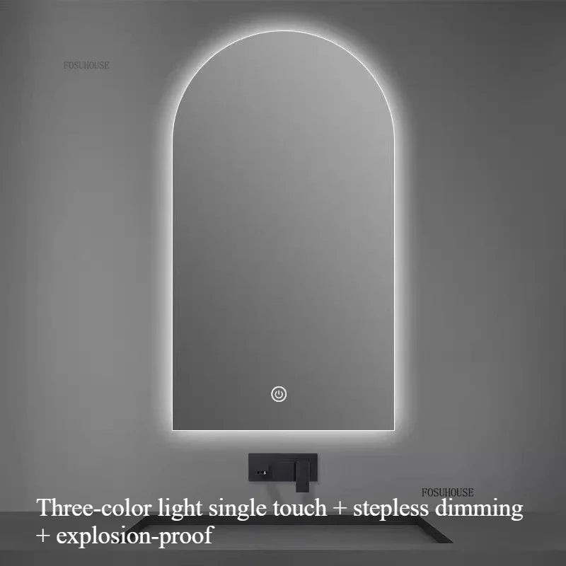 Pure Arch Frameless Polished Edge Wall Mirror - product detail view 19 by LUMEVORO