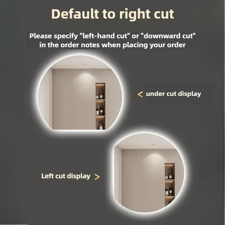 Horizon Sliced Round Frameless Compact Vanity Mirror - product detail view 6 by LUMEVORO