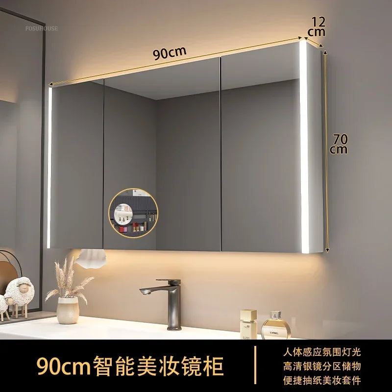Timber Tech Fully-Enclosed Wood Mirrored Cabinet with Dual Vertical LED - product detail view 23 by LUMEVORO