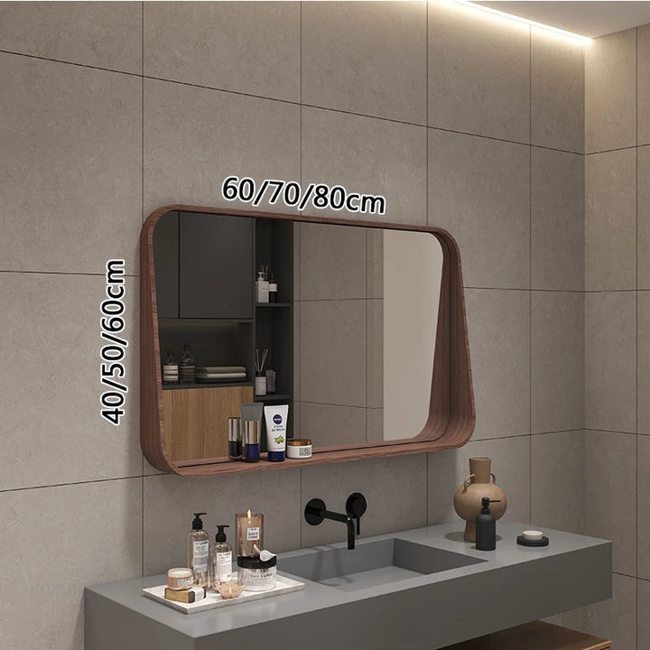 Oslo Walnut Wood Frame Smart LED Mirror with Shelf - product detail view 12 by LUMEVORO