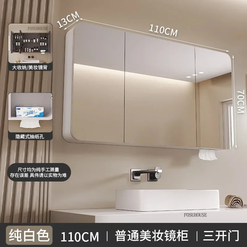 Aero-Alloy Minimalist Mirrored Cabinet with Internal Storage - product detail view 24 by LUMEVORO