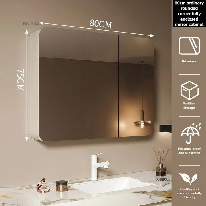 Clarity Capsule Frameless Mirrored Cabinet with Storage - product detail view 9 by LUMEVORO