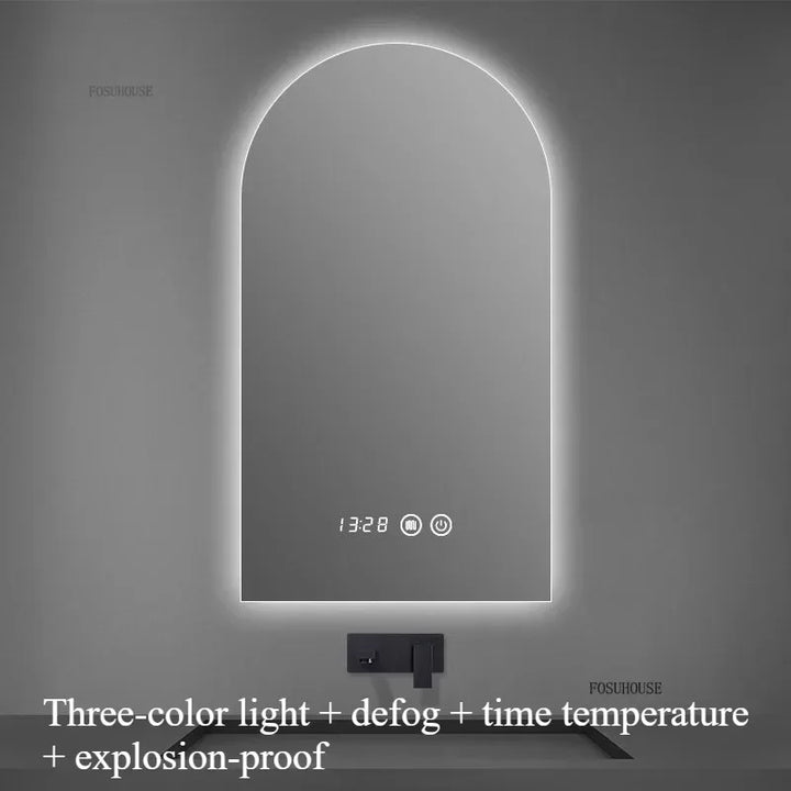 Pure Arch Frameless Polished Edge Wall Mirror - product detail view 20 by LUMEVORO