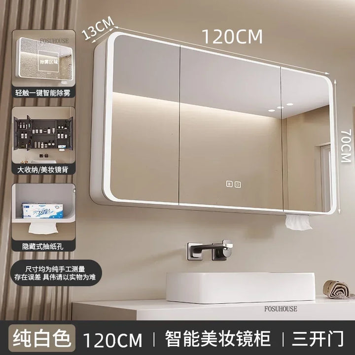 Aero-Alloy Minimalist Mirrored Cabinet with Internal Storage - product detail view 32 by LUMEVORO